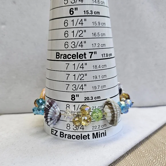 Glass Bead Seashell Bracelet Stretchy - Picture 15 of 15